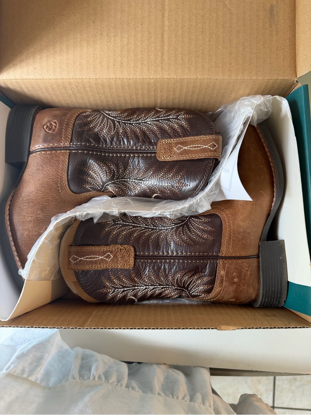 Ariat Brown Two-Tone Kids Cowboy Boots